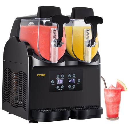 VEVORbrand Commercial Slushy Machine  2 x 2.5 L Commercial Margarita Machine  380W Black Frozen Drink Maker  Temperature Slush 26°F to 28°F Slushie Machine  Black