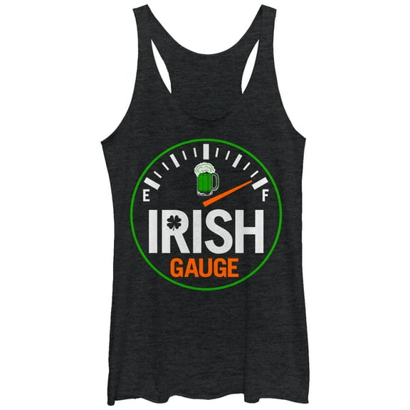 Women's Lost Gods St. Patrick's Day Irish Gauge Racerback Tank Top Black Heather Large