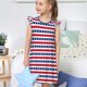 thumbnail image 4 of Fotbe American Patriotic Stars And Stripes Vestido de Dormir para Niñas de 3 a 10 Años, Mangas Cortas, Estilo Princesa, Pijama Camisón con Mangas Voladas-Large, 4 of 6