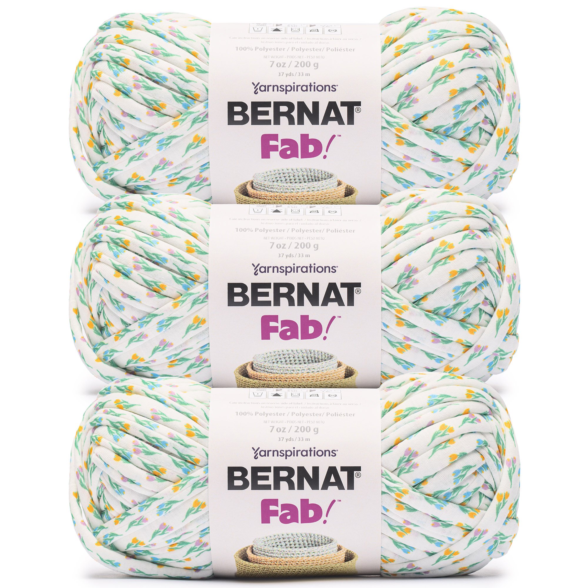 Bernat® Fab™ #7 Jumbo Polyester Yarn, Tulip Parade 7oz/200g 37 Yards (3 Pack)