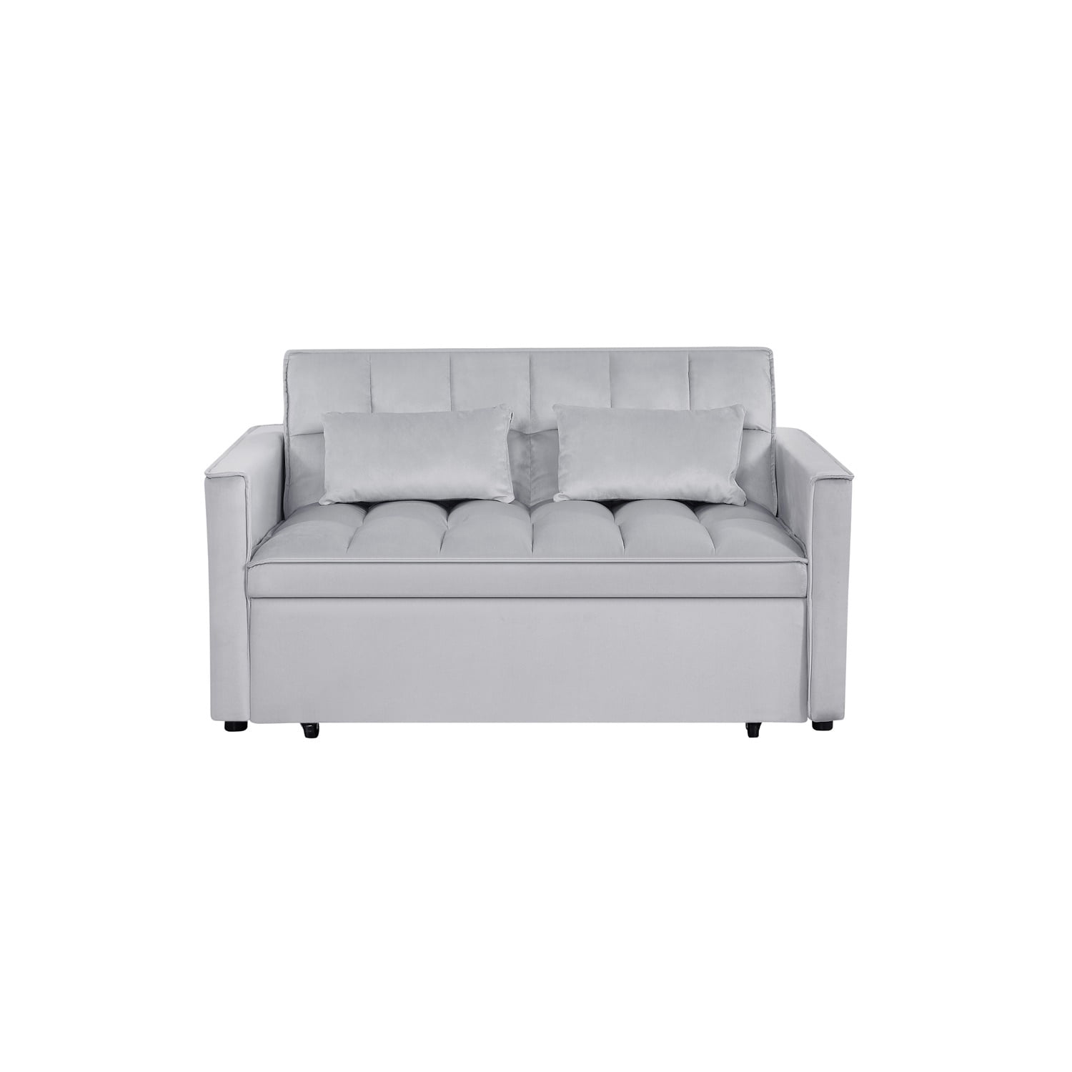Hommoo 3 in 1 Convertible Pull Out Futon Sofa Bed, Loveseat Sleeper Sofa, Light Gray