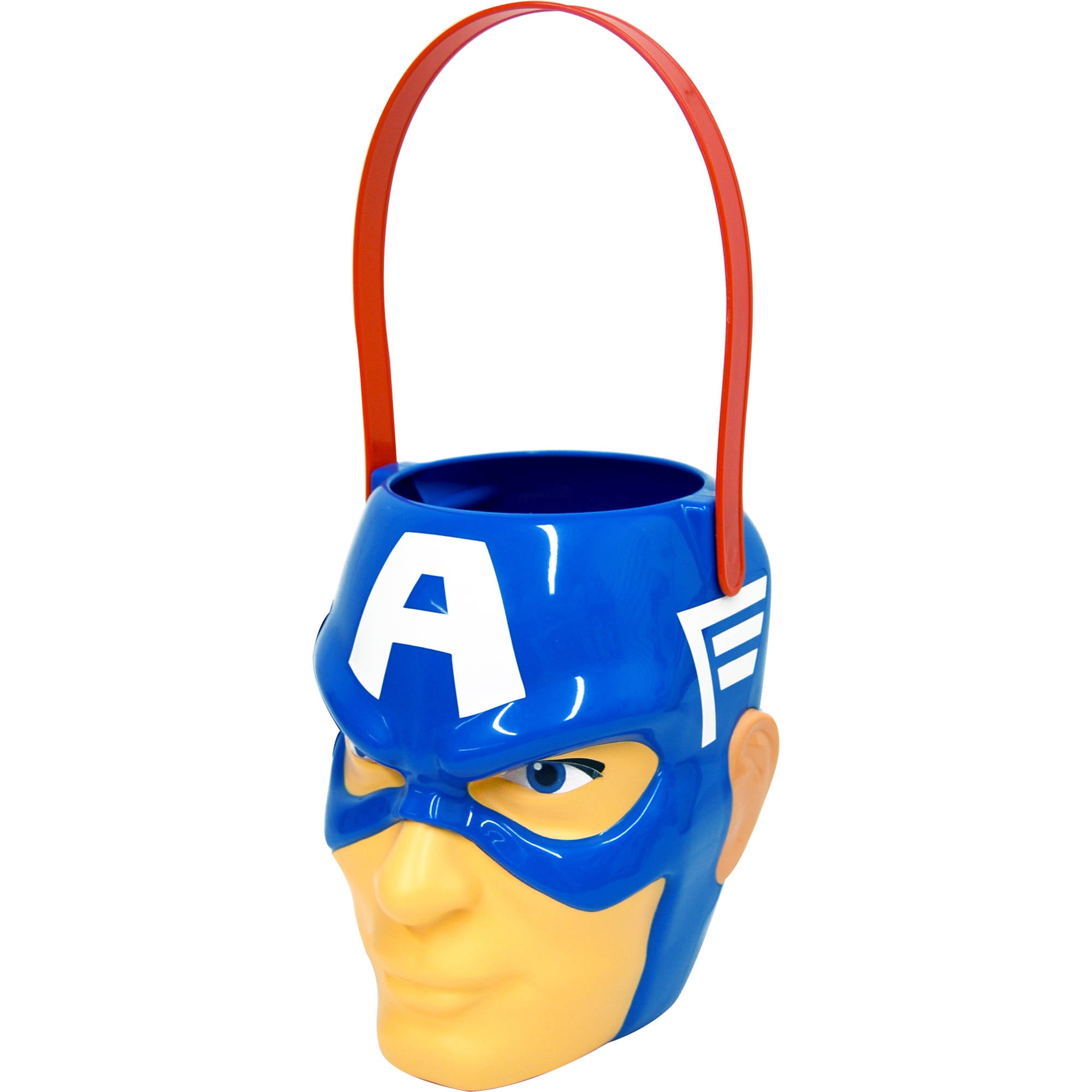 Halloween Captain America Plastic Figural Pail Trick-or-Treat Candy Storage Tub! 
