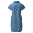 thumbnail image 3 of NECHOLOGY Womens Dresses Dresses Summer Solid V Pocket Dress Long Sleeve Button Loose Denim Casual Women Dress Short Homecoming Dresses Light blue Large, 3 of 5
