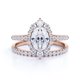 thumbnail image 4 of JeenMata Anillo de Bodas Vintage con Pavé de Diamantes Reales de Corte Ovalado y Halo Engastado en Oro Rosa de 10 K, 4 of 6