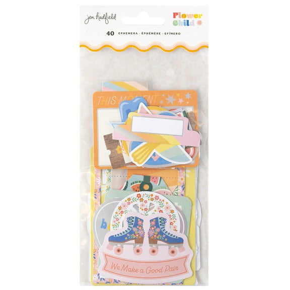 Jen Hadfield Flower Child Ephemera Cardstock Die-Cuts-Journal W/Silver Holographic Foil