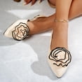thumbnail image 5 of Beige Womens Floral Bow Sandals Round Toe Slip On Flat Casual Summer Beach Shoes 2026, 5 of 8