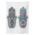 thumbnail image 3 of Ambesonne Hamsa Tablecloth Rectangular Table Cover, Boho Evil Eye Lotus, 60"x90", Pink Blue, 3 of 4