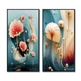 thumbnail image 2 of Designart "Teal Background Contemporary White Flower III" Abstract Botanicals Framed Wall Art Set Of 2 - Modern Blue Framed Canvas Set For Living Room Decor, 2 of 6