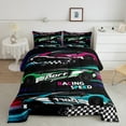 thumbnail image 2 of jejeloiu Speed Racing Car Bedding Comforter Set,Extreme Sport Lovers Twin Comforter Sets,White Black Classic Plaid Bedding Set For Boys Kids,Breathable Home Decor,2pcs, 2 of 8