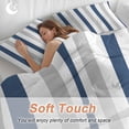 thumbnail image 4 of 3 Piece Navy Blue Striped Duvet Cover Set Twin Size,Microfiber Comforter/Quilt Cover with Corner Ties and 2 Pillowcases,Geometric Grey White Vertical Stripes All Season Bedding with Zipper Closure, 4 of 8