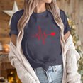 thumbnail image 1 of Qiopertar Mode Adulte Manches Courtes Col Rond Impression de la Saint-Valentin Blouse Décontractée T-Shirt Hauts Chemise Liquidation Livraison Gratuite Offres de la Semaine Liquidation, 1 of 5