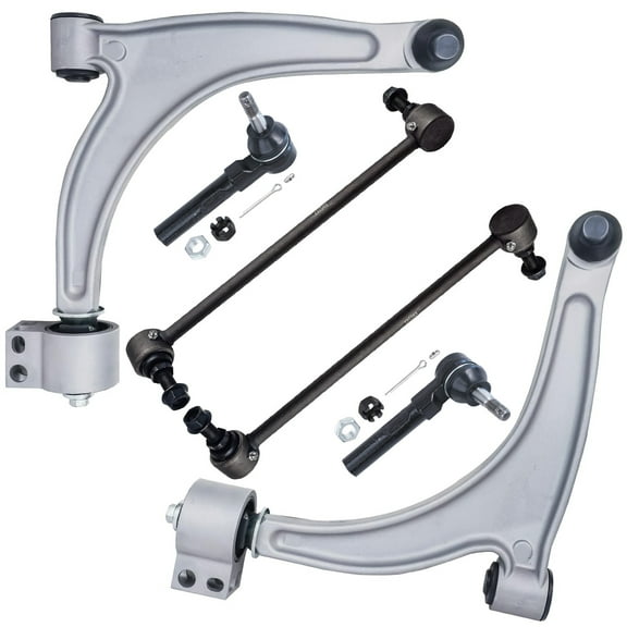 Detroit Axle - Front 6pc Control Arms Kit for 04-12 Chevrolet Malibu Saturn Aura Pontiac G6 2 Lower Control Arms 2 Sway Bars 2 Outer Tie Rods 2004 2005 2006 2007 2008 2009 2010 2011 2013 Replacement