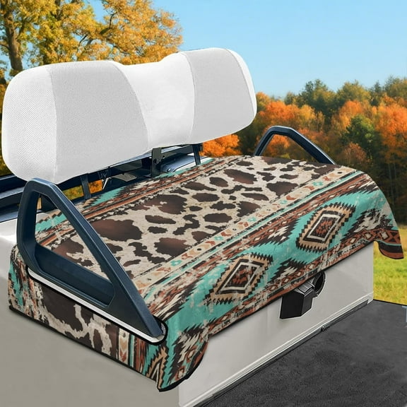 HUIACONG Cow Print Highland Cattle Golf Cart Seat Cover Easy to Install Portable Universal Golf Cart Seat Covers Foldable Anti-Slip Golfs Car Interior Covers Suitable for EZGO Yamaha Club Cars