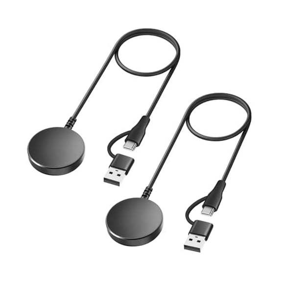 FU2052Upgraded 2 in 1 USB C/A Charger for Samsung Galaxy Watch 7/6/5/4/3/Active/Ultra, Fast Charging 3.4Ft, 2Pack