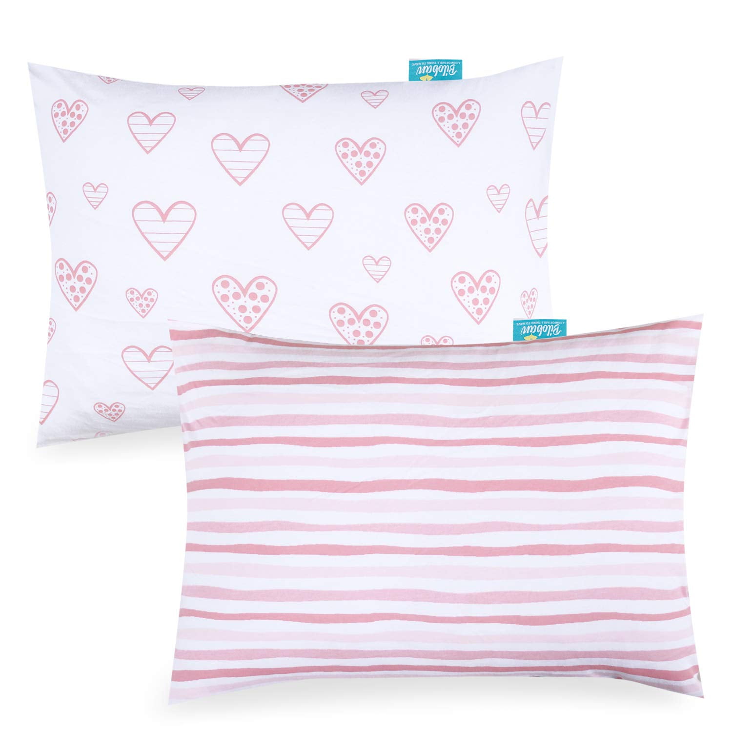 Blue Soft and Breathable Travel Pillow Cases with Envelope Closure for Boys and Girls H HOUSEHOLD Organic Cotton Jersey Knit Toddler Pillowcases 13 x 18 2 Pack