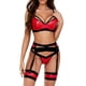 thumbnail image 1 of Gibobby Conjunto ropa interior mujer Lencería de Malla Sexy para Mujer Conjunto de Ropa Interior de Vendaje Envoltura de Pecho Bragas Huecas Conjunto de Sujetadores(Rojo, XG), 1 of 5