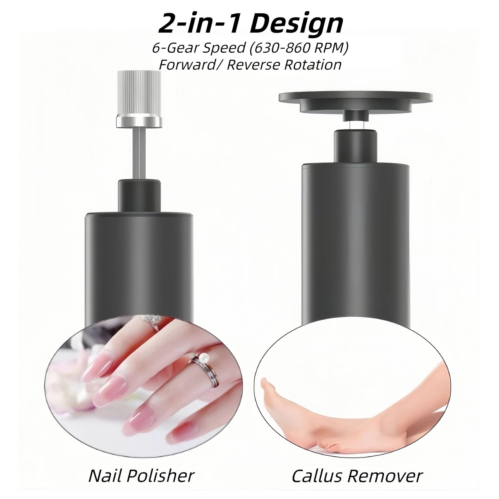 Electric Foot Callus Remover, 2-in-1 Foot File Grinder Nail Sander Tool