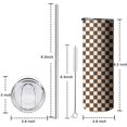 thumbnail image 5 of 20oz Brown and White Checkerboard Pattern Skinny Tumblers Stainless Steel Tumbler with Lid and Straw,Vacuum Insulated Double Wall Travel Tumbler Cups with Cleaning Brush for Coffee,Tea, 5 of 6