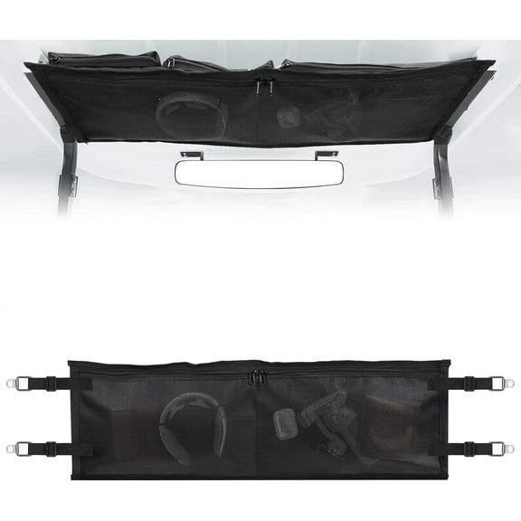 Adjustable Golf Cart Overhead Storage Bag, No Drilling Club Car Ceiling Storage Bag, Universal Golf Cart Mesh Organizer Bag Fit for Club Car Precedent, Tempo, Onward (Black)