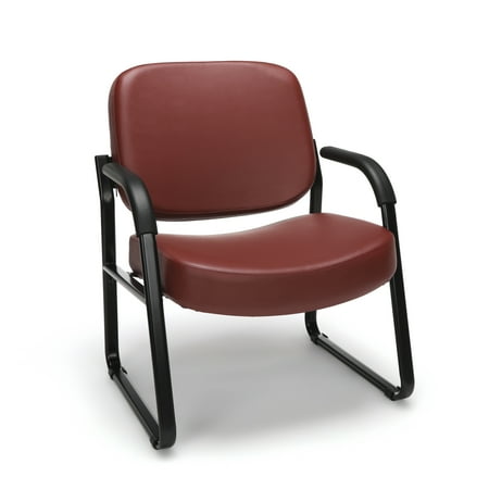 Companion Arm Guest Chair - OFM Model 407-VAM Big and Tall Guest and Reception Chair with Arms, Anti-Microbial/Anti-Bacterial Vinyl, Wine