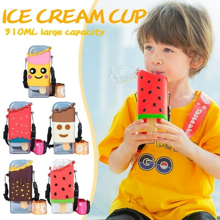 

aoksee kitchen tool Beautiful Plastic Ice Cream Bottle With Straw Strap Leak Proof Kettle BPA Free gifts for him Up to 25% off