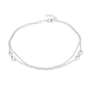 Vanbelle Sterling Silver Jewelry Double Layered Chain Anklet with Infinity Charm and Rhodium Plated for Women and Girls