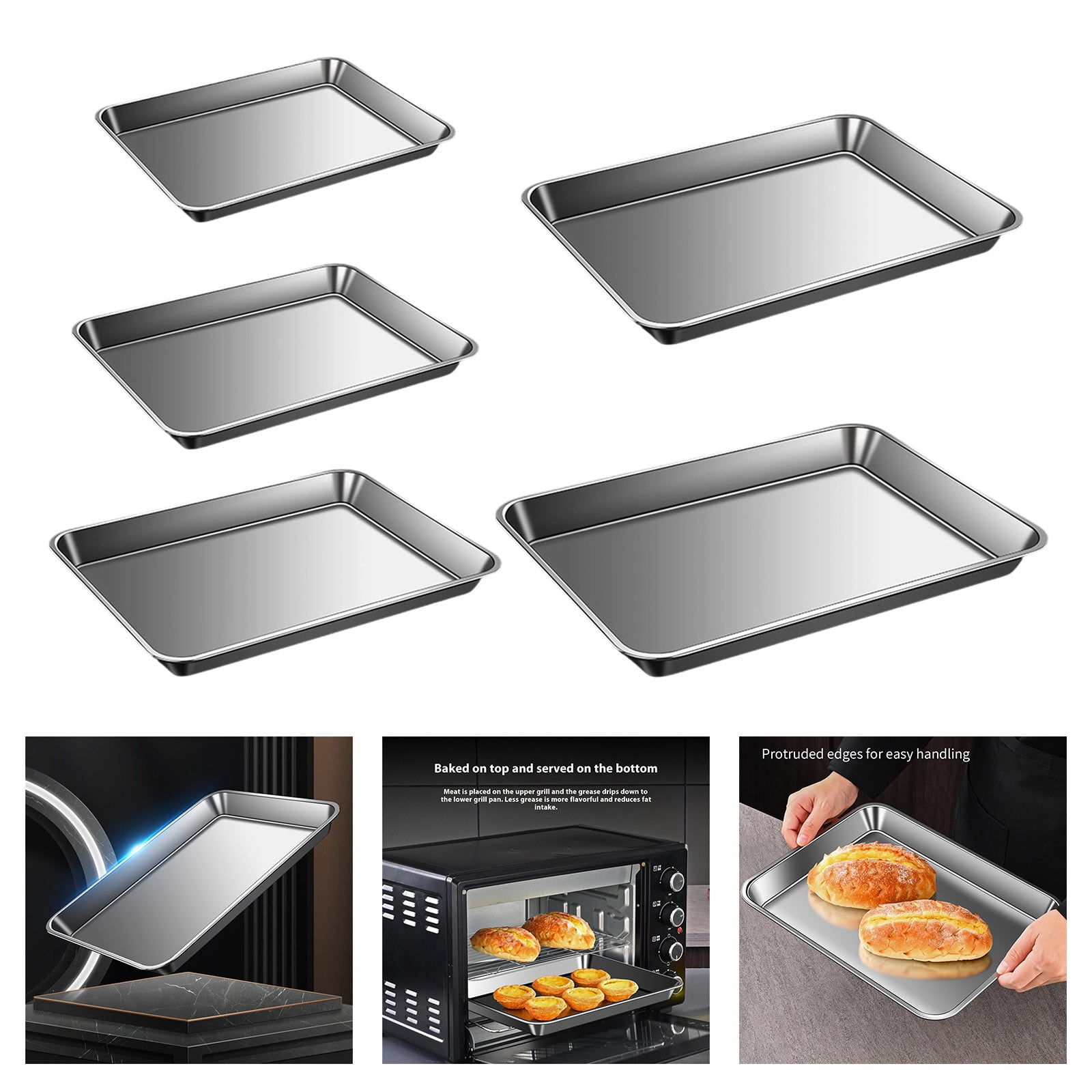 304 Stainless Steel Oven Tray For Cookie Cakes And Bread Grade Kitchen Baking Sheet with Even Heat Distribution