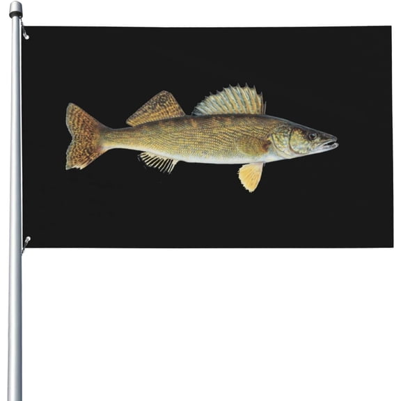 Walleye Fish Flag 3x5 Ft UV Resistant Durable Quality Decoration Yard Indoor Garden Banners