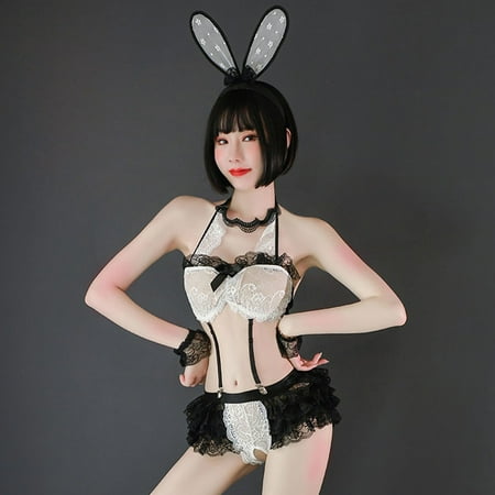 

Valentines Day Gifts! UHUYA Sexy Lingerie For Women Lingerie Sets Sexy Women Lingerie Rabbit Cosplay Uniform Temptation Babydoll Underwear Bodysuit Headband Sleepwear Suit White One Size