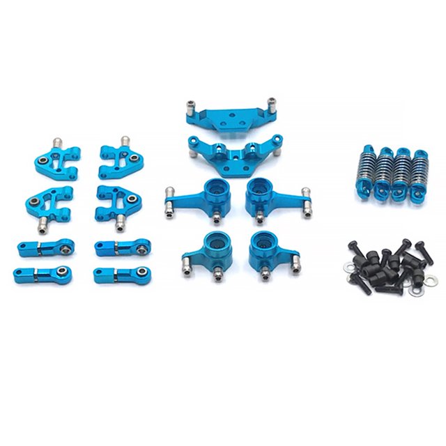 Bewildely Juego de amortiguadores traseros delanteros de Metal inferior 1:28 piezas de repuesto de modificación de coche reemplazo de Kits de construcción modelo Azul