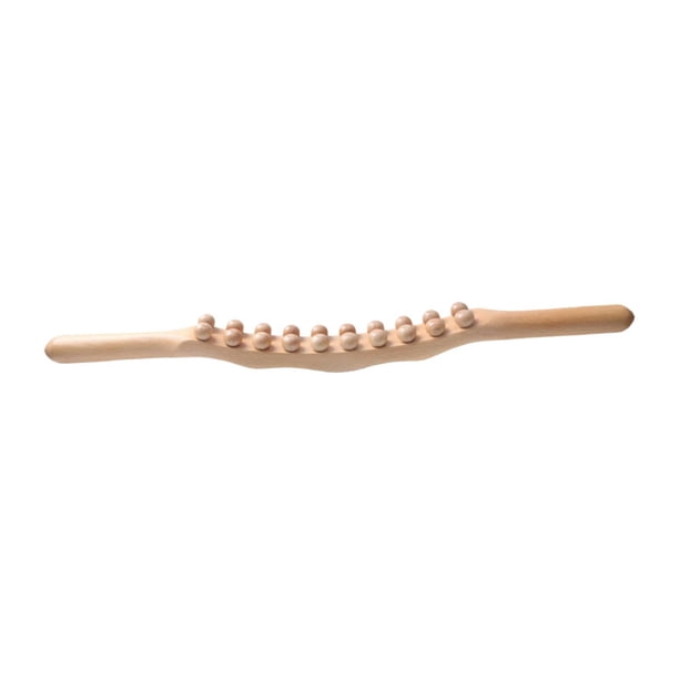 Herramienta Guasha con cuentas, raspador de madera, palo de masaje para espinillas y espalda. 20 cuentas color madera