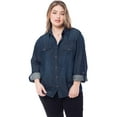thumbnail image 7 of Made by Olivia Women's Roll up Sleeve Button Down Chambray Denim Shirt, 7 of 7