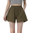 thumbnail image 1 of Pantalons en Lin pour Femmes Été Mode Décontractée Shorts Couleur Unie, 1 of 1