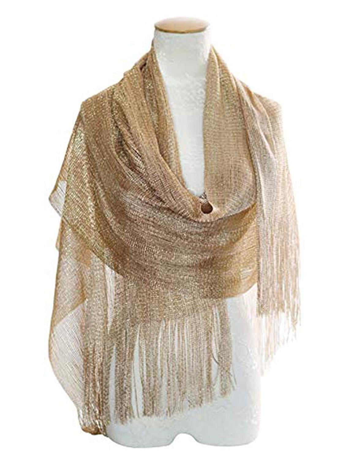 WEDDING SATIN SCARF SILVER SCARVES SPARKLY WRAPS COVER UP STOLES IVORY GOLD TOPS 