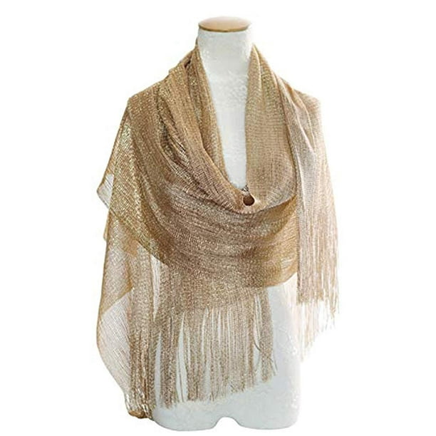Gold Wedding Scarf Shawl / Metallic Shawl / Bridesmaid Shawl / Wedding Favor / Bridal Wrap 