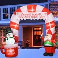 Coolmade 8 Ft Lighted Christmas Inflatable Archway, Inflatable Santa