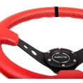 thumbnail image 4 of NRG Reinforced Steering Wheel (350mm / 3in. Deep) Red Suede w/Blk Circle Cutout Spokes - RST-006S-RR, 4 of 5