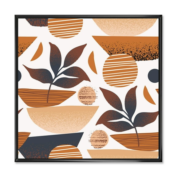 Designart 'Tropical Leaf Silhouettes and Shapes on White' Modern Framed Canvas Wall Art Print
