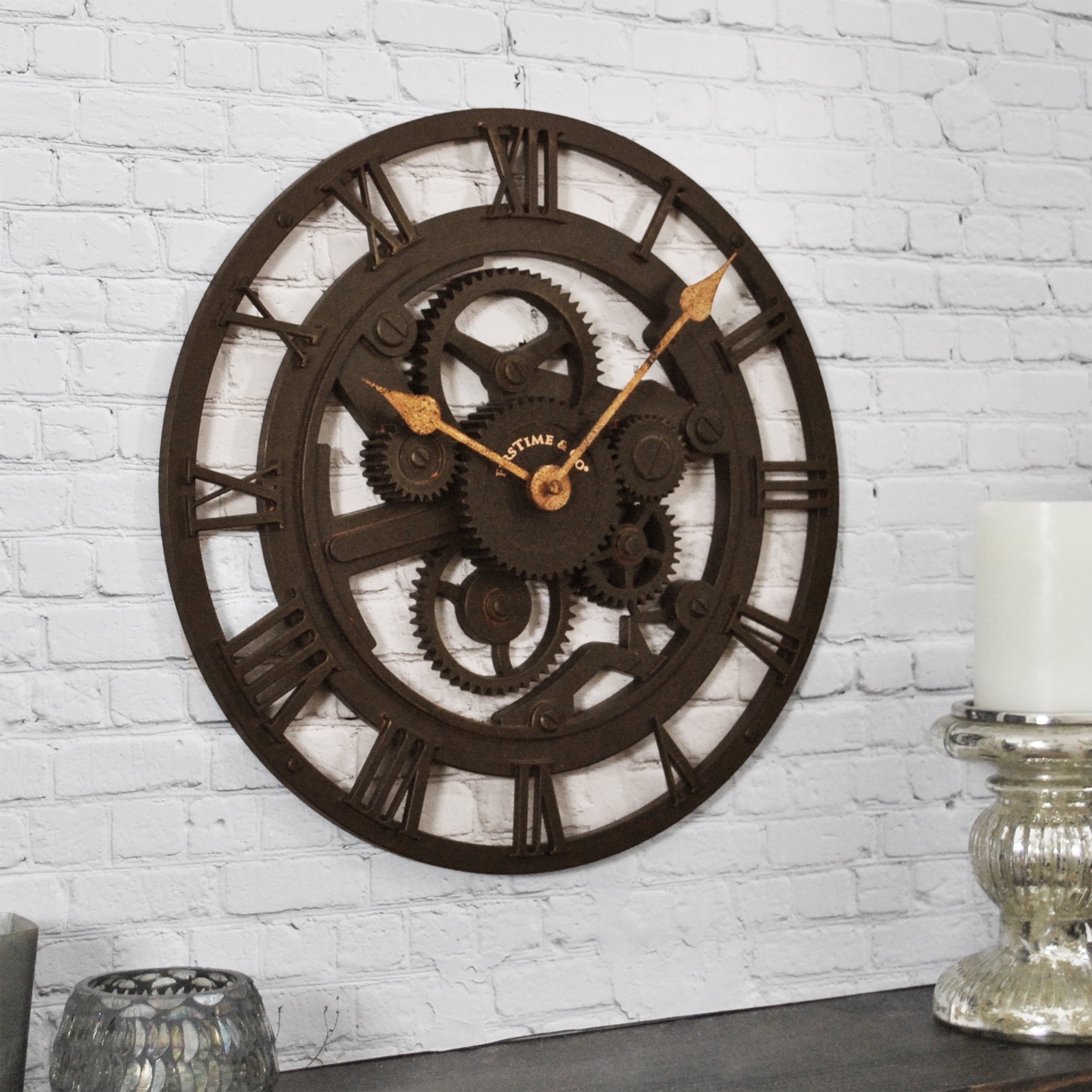 FirsTime Mill Gears Wall Clock, Bronze, Industrial, 14", Analog