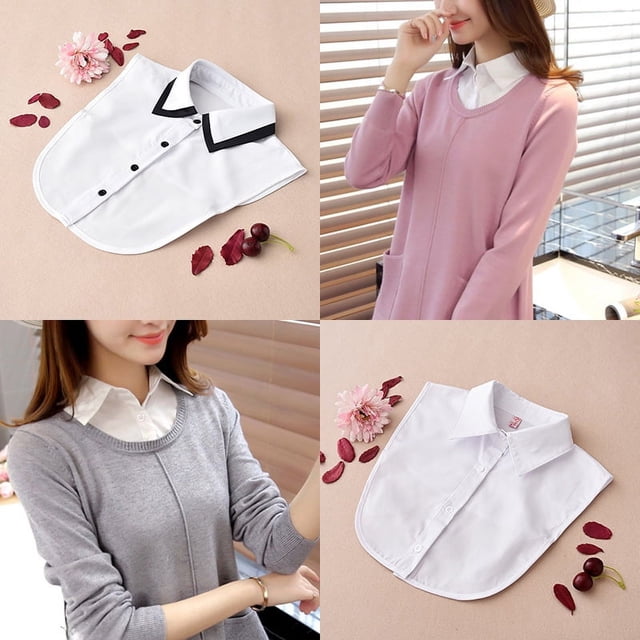 Cuello falso para mujer Cuello falso que combina con todo Cuello de camisa blanco Cuello falso de camisa de otoño e invierno Accesorios decorativos Cuello
