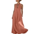 thumbnail image 2 of QUNYINEY Beach Summer Womens Dresses Red A Line Long Sleeveless Sundress Loose Fit Halter Vacation Casual Dresses, 2 of 7