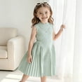 thumbnail image 2 of FYDUU Girls Dress Elegant Pleated A-Line Midi Dresses Sleeveless Formal Party Dress for Girls Round Neck Casual Sundress School Wear 9-10 Years, 2 of 5