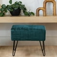 thumbnail image 7 of Home Soft Things Textured Velvet Ottoman Stool Chair, Upholstered Footrest with Black Metal Legs, Deep Teal, 19" x 13" x 17", 7 of 7