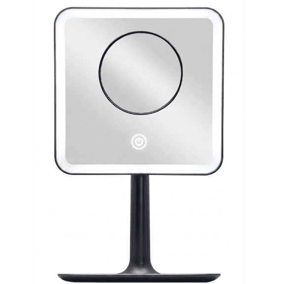 Mainstays Adult Vanity Mirror with 5X Magnifying Mirror, Rich Black Finish