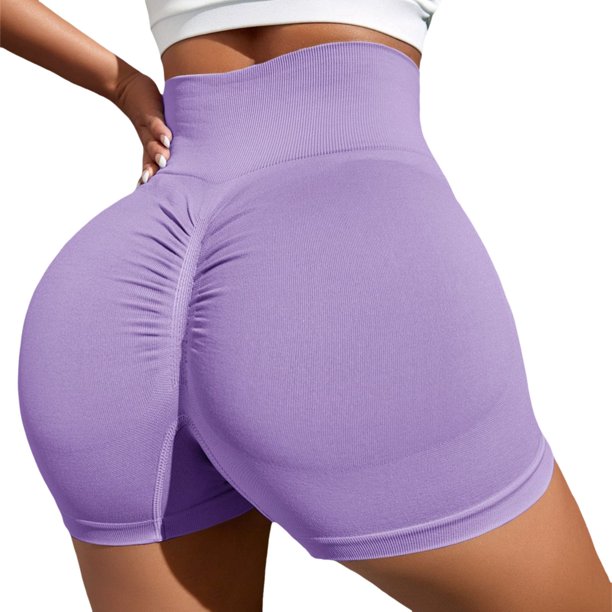 Pantalones cortos de entrenamiento para mujer con efecto lifting - Pantalones cortos sin costuras con entrepierna de 3,6/4,5/6 pulgadas - Ropa de gimnasio con cintura baja acanalada y transpirable