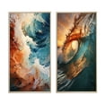 thumbnail image 2 of Designart "Sunlit Waves Beach Photo III" Coastal Beach Framed Wall Art Set Of 2 - Orange Beach Framed Canvas Set For Living Room Decor, 2 of 7