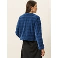 thumbnail image 4 of DARING DIVA Women's Long Sleeve Collarless Shaggy Soft Faux Fur Coat S Royal Blue, 4 of 6