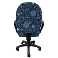 thumbnail image 3 of Floral Office Chair Slipcover, Rhythmic Creative Sketch of Dark Flowers Art Illustration Print, Protective Stretch Decorative Fabric Cover, Standard Size, Dark Blue Multicolor, by Ambesonne, 3 of 5