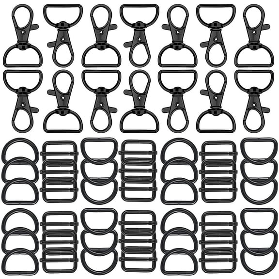 56 Pieces D Rings for Purse Bag Hardware Purse Hardware for Bag Making Buckles Craft (Black,25 mm)