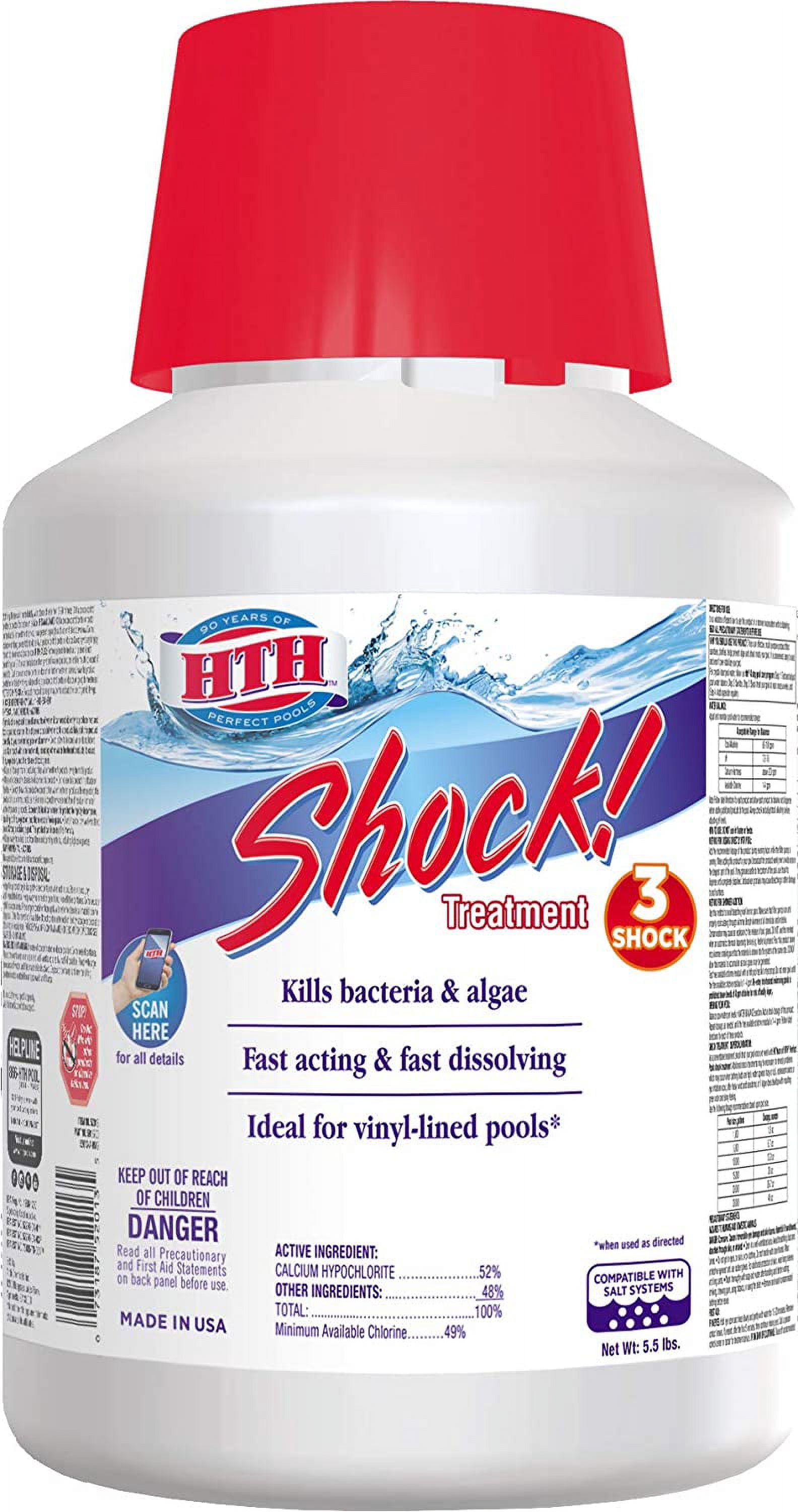 HTH Shock Treatment for Pools, 5.5 Pounds, Fast-Acting Pool Chemical